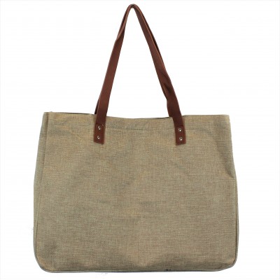 9220- BEIGE CANVAS TOTE BAG